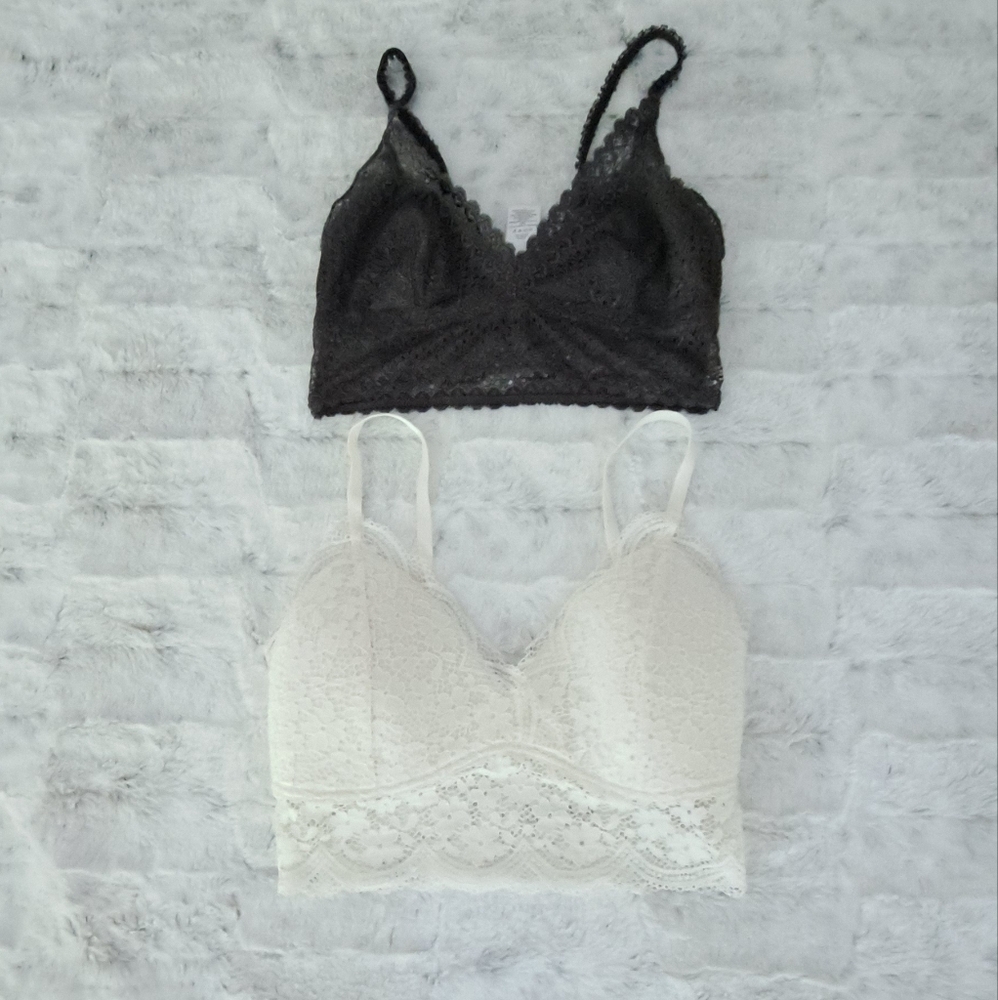 Chance bralettes cream gray lace summer bra. Size S.